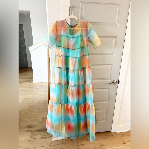 New Staud Hyacinth Rainbow Dress Multi Aura - Picture 4 of 8
